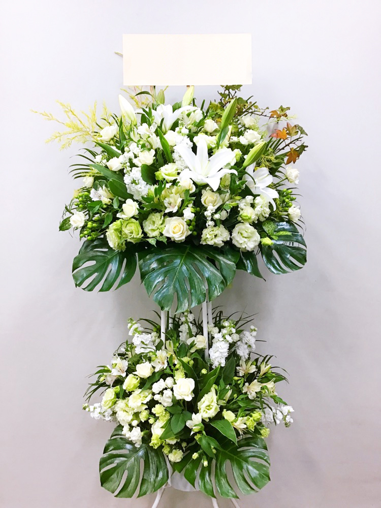 WHITE＆GREEN 白パイプ 2段スタンド花  (H190)