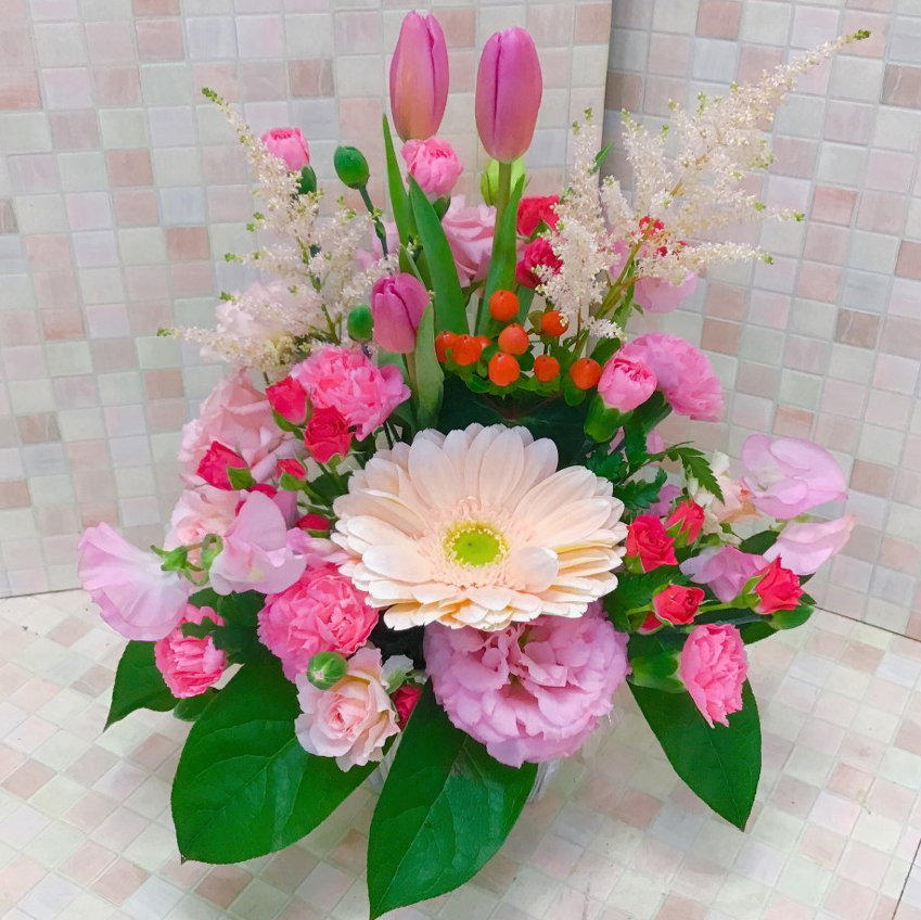 春の花ピンクアレンジメント（H30）