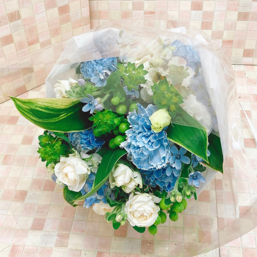 供花 白と青のお供え花束 H60 フィオリーノecショップ