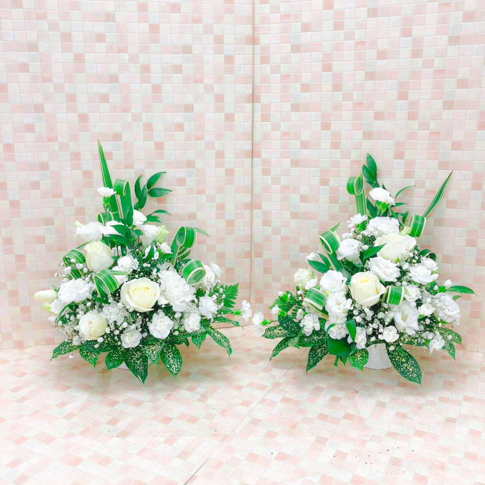 【御供・1対】白バラと洋花のアレンジメント（H40）
