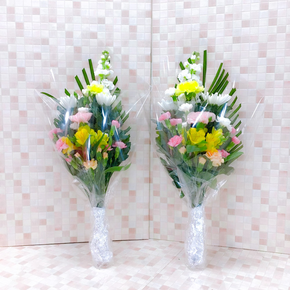 【御供・1対】菊と洋花の墓前用花束（H55）